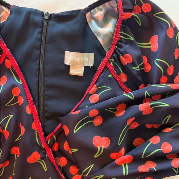 Finders Keepers Navy Cherry Print Jumpsuit - Picture 3 of 4